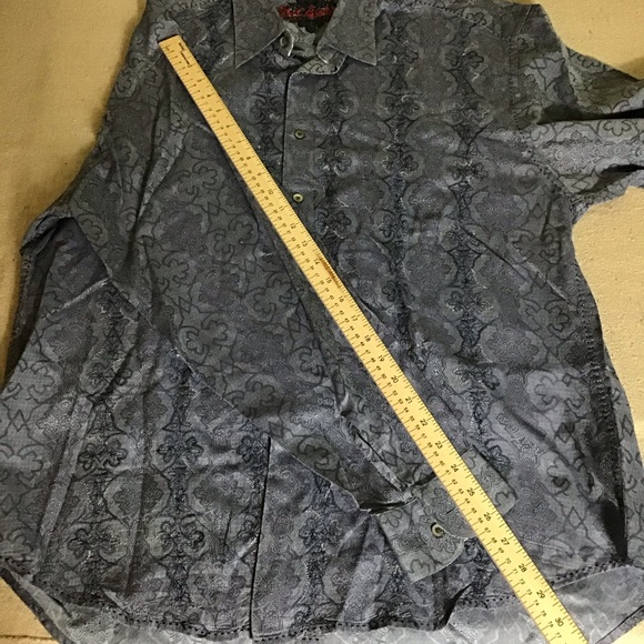 Robert Graham Men’s Button Down Blue floral Print Flip Cuff  Shirt Sz. 2XL EUC - Picture 5 of 13